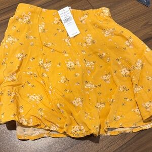 American Eagle Outfitters Yellow Floral Midi Skirt